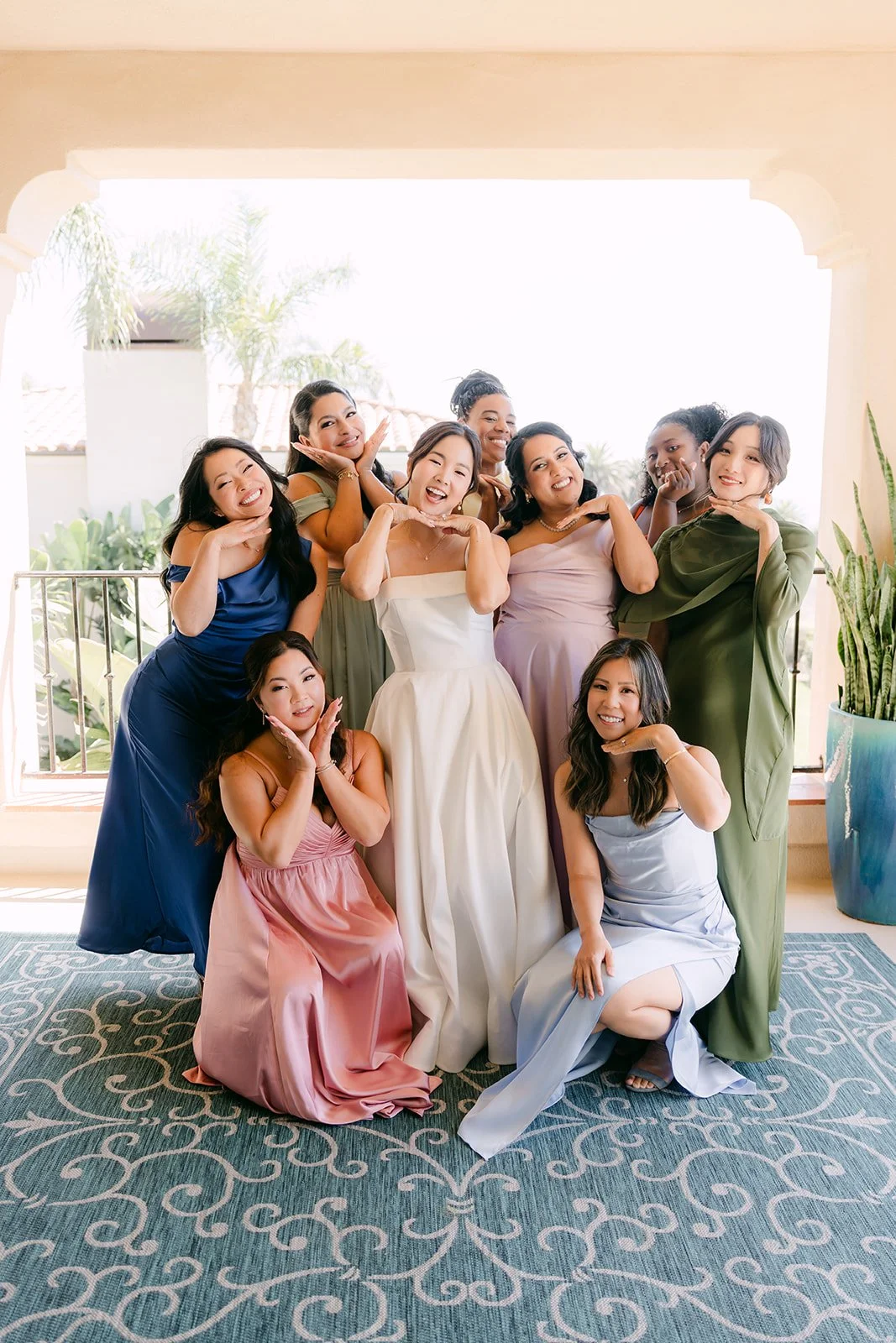 Bridesmaids reacting to Saya in her gown