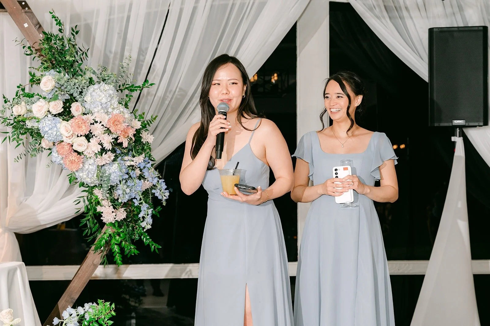 Bridesmaids giving their speech together