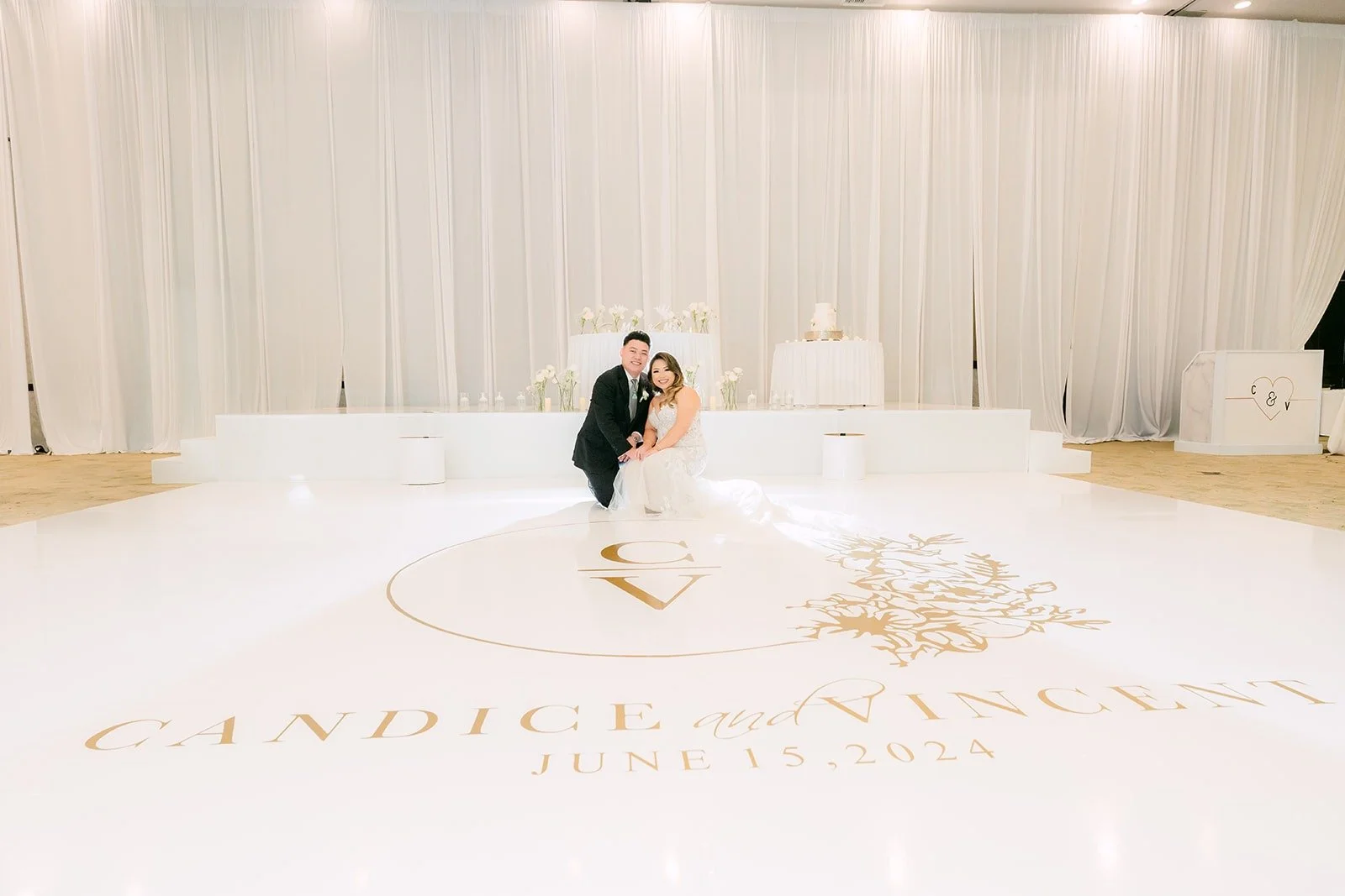 Vincent dipping Candice in the empty San Gabriel Ballroom