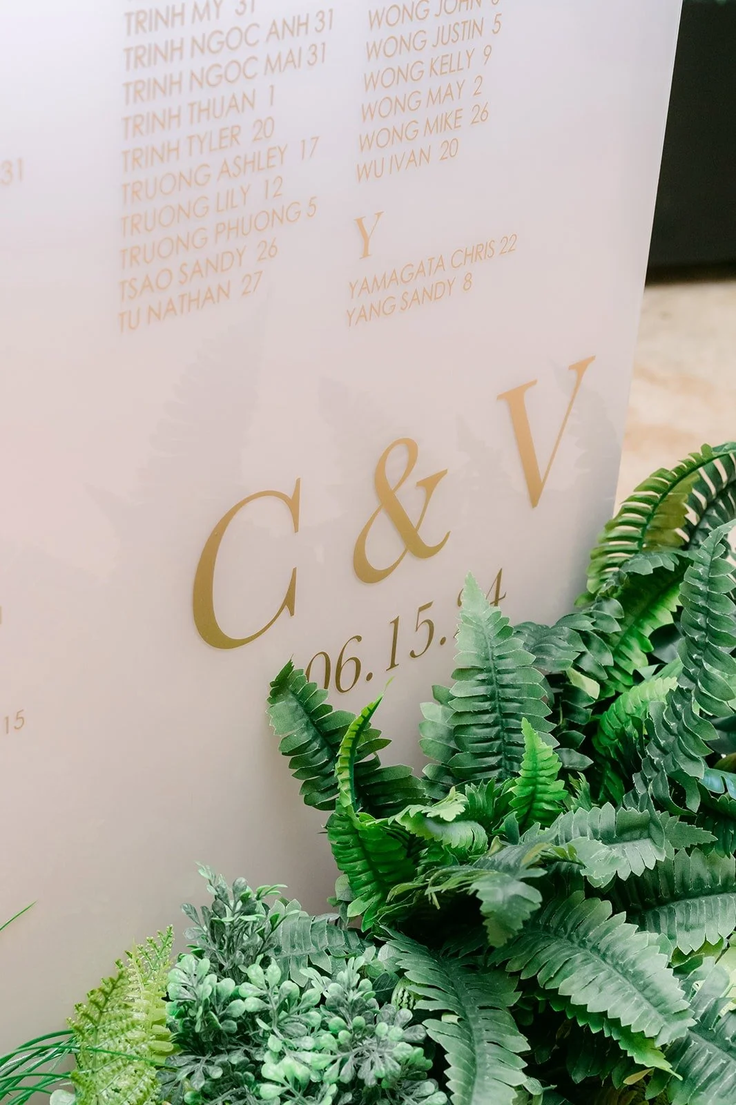 C and V seating chart with ferns