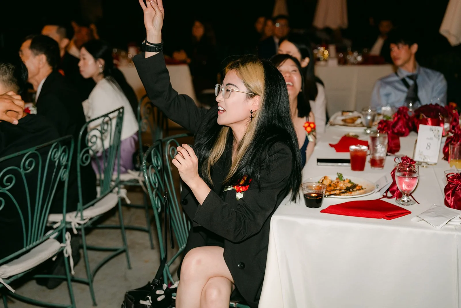 A guest cheering during the speeches.