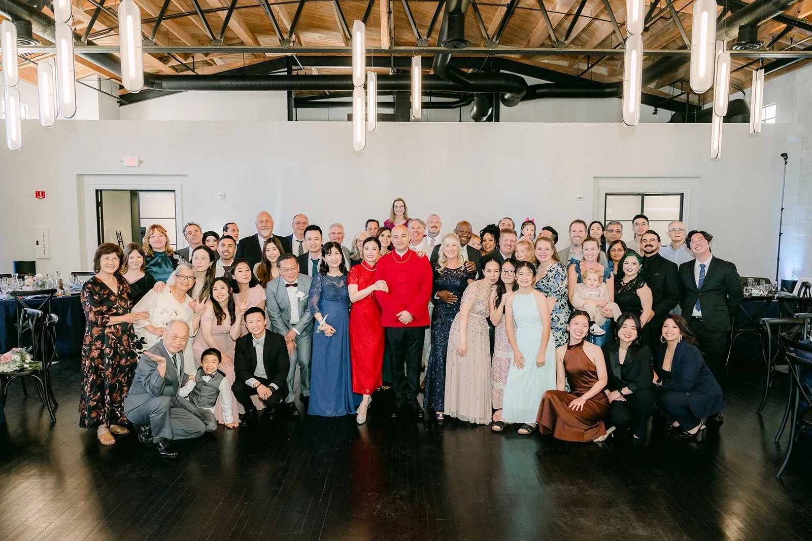 A big group photo of everyone on the dance floor