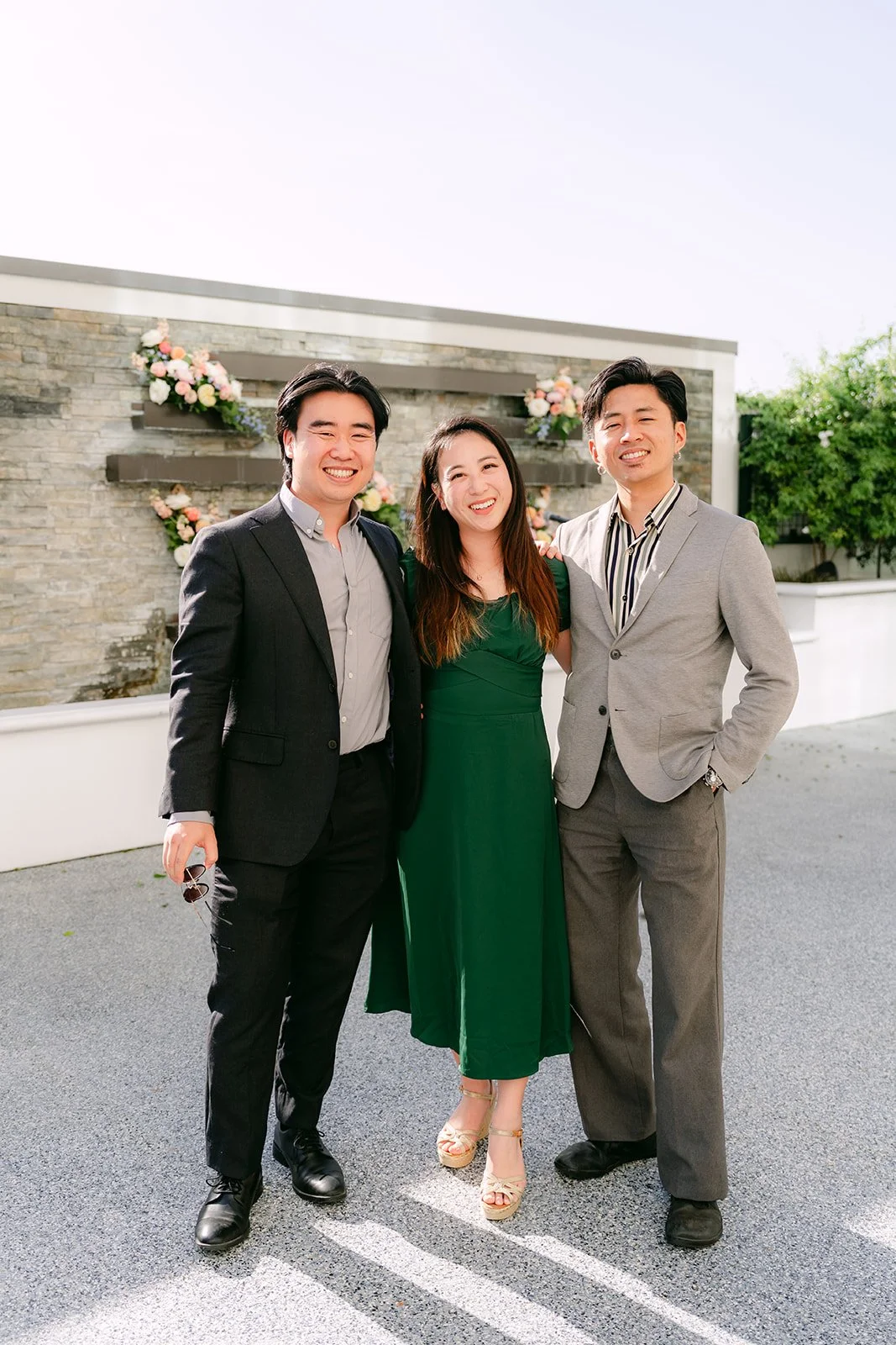 Amanda and San with friends on the terrace.