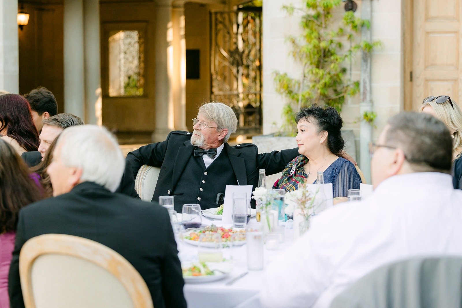 Guests at dinner listening to the speeches