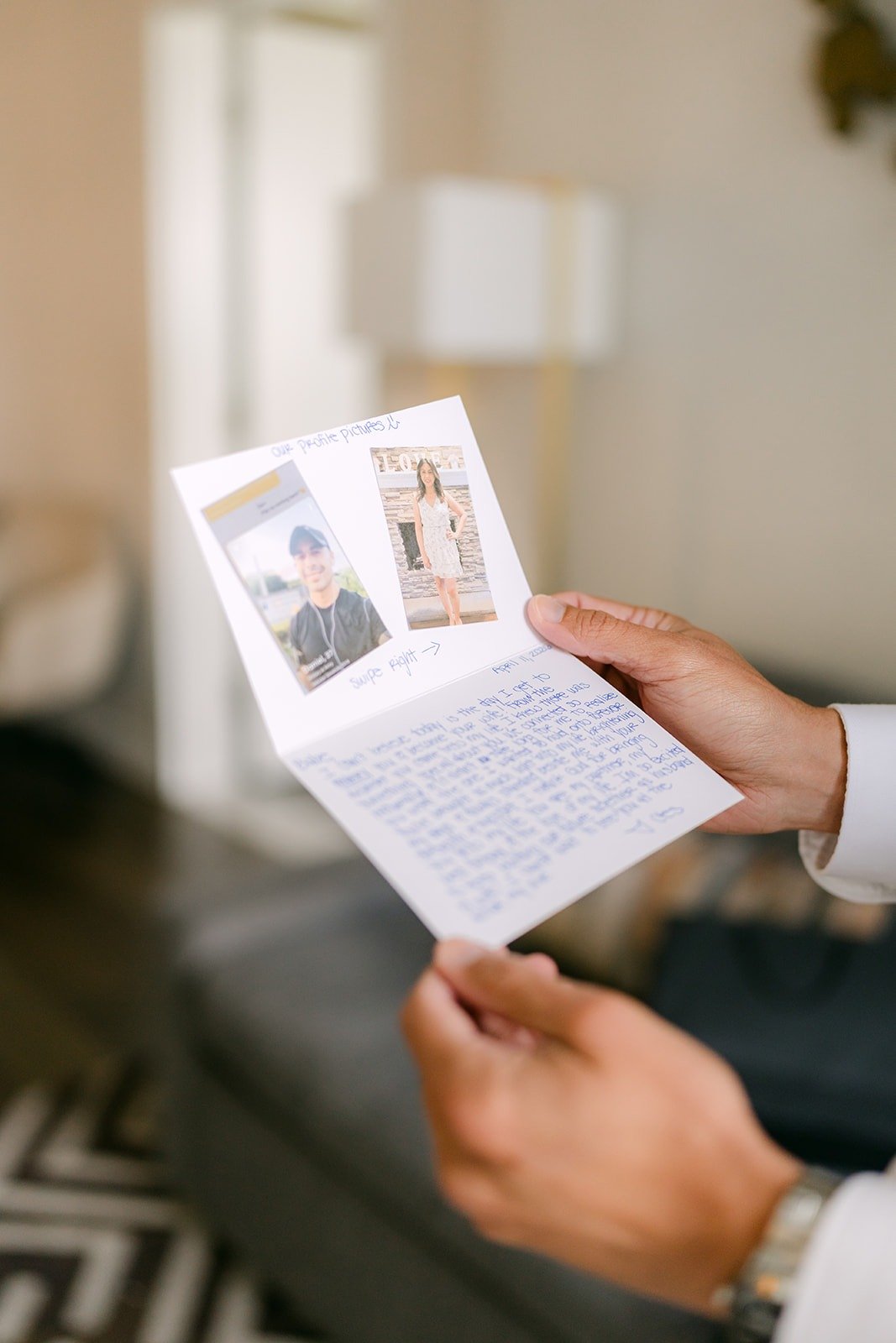 Daniel reads a handwritten letter before the ceremony