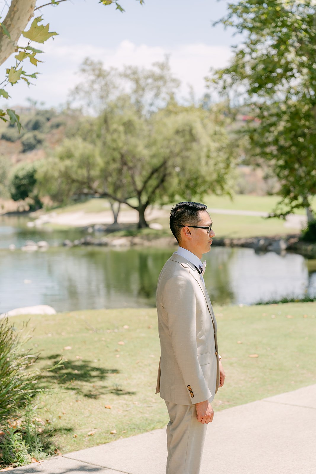 Kevin waiting by the lake at Coyote Hills Golf Course for the first look.