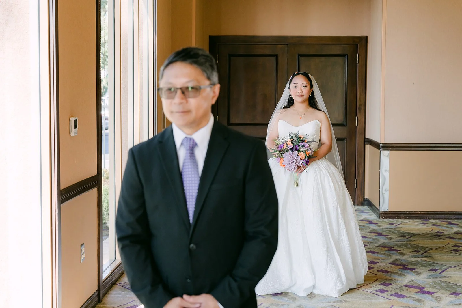 Angela's first look with her dad
