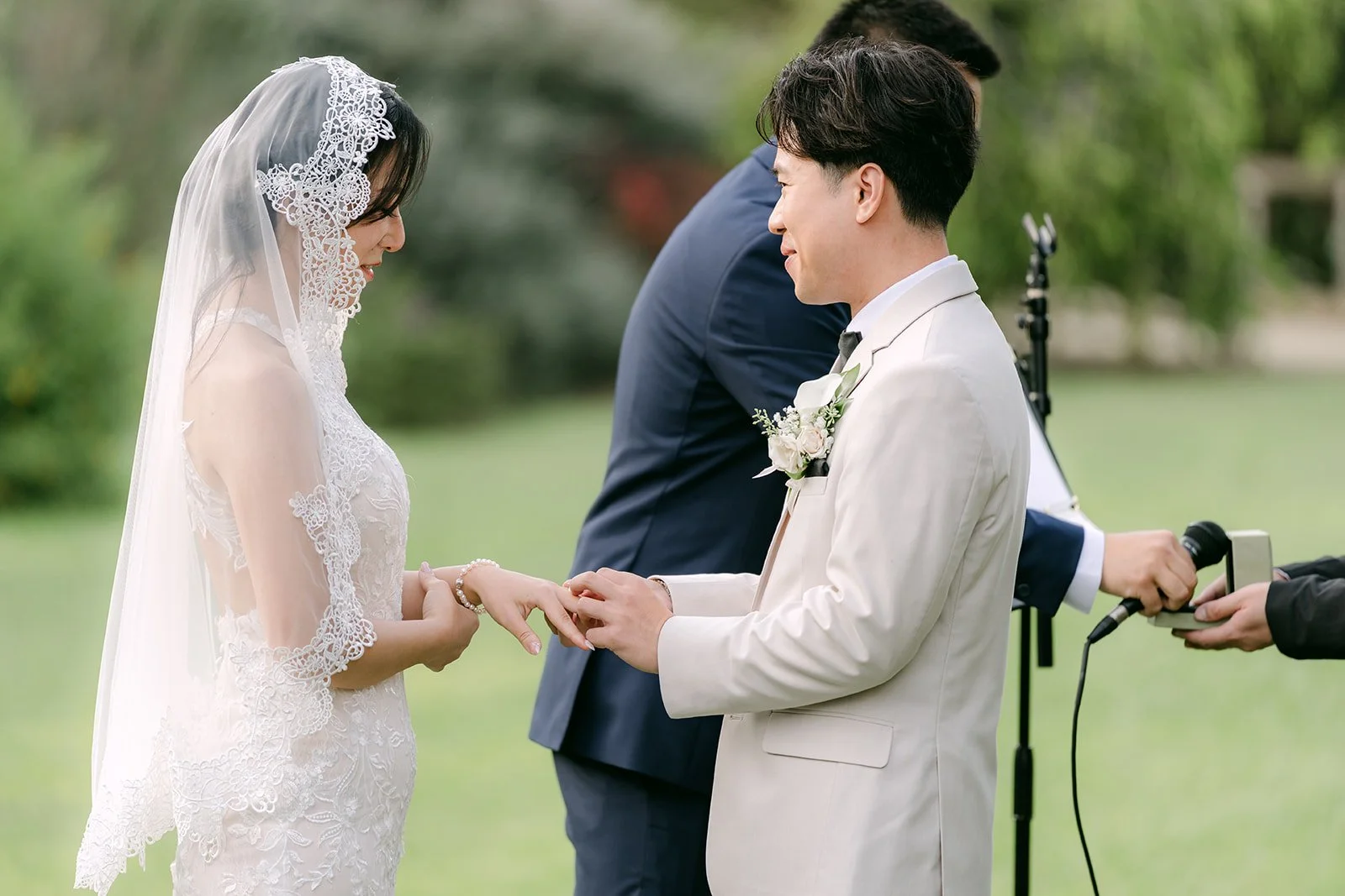 Close-up of the ring exchange.