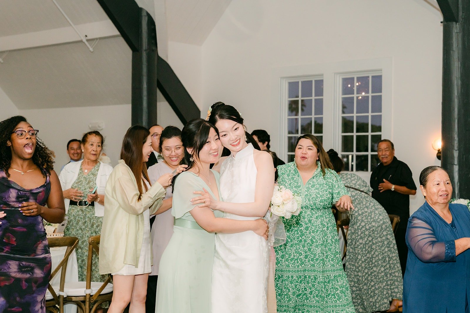Guests in line for the bouquet toss