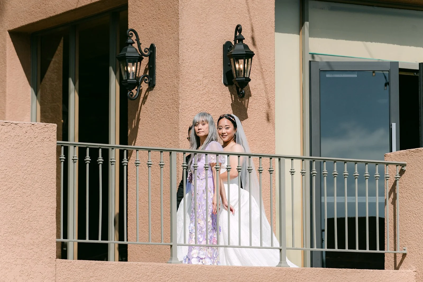 Angela on the balcony before her entrance