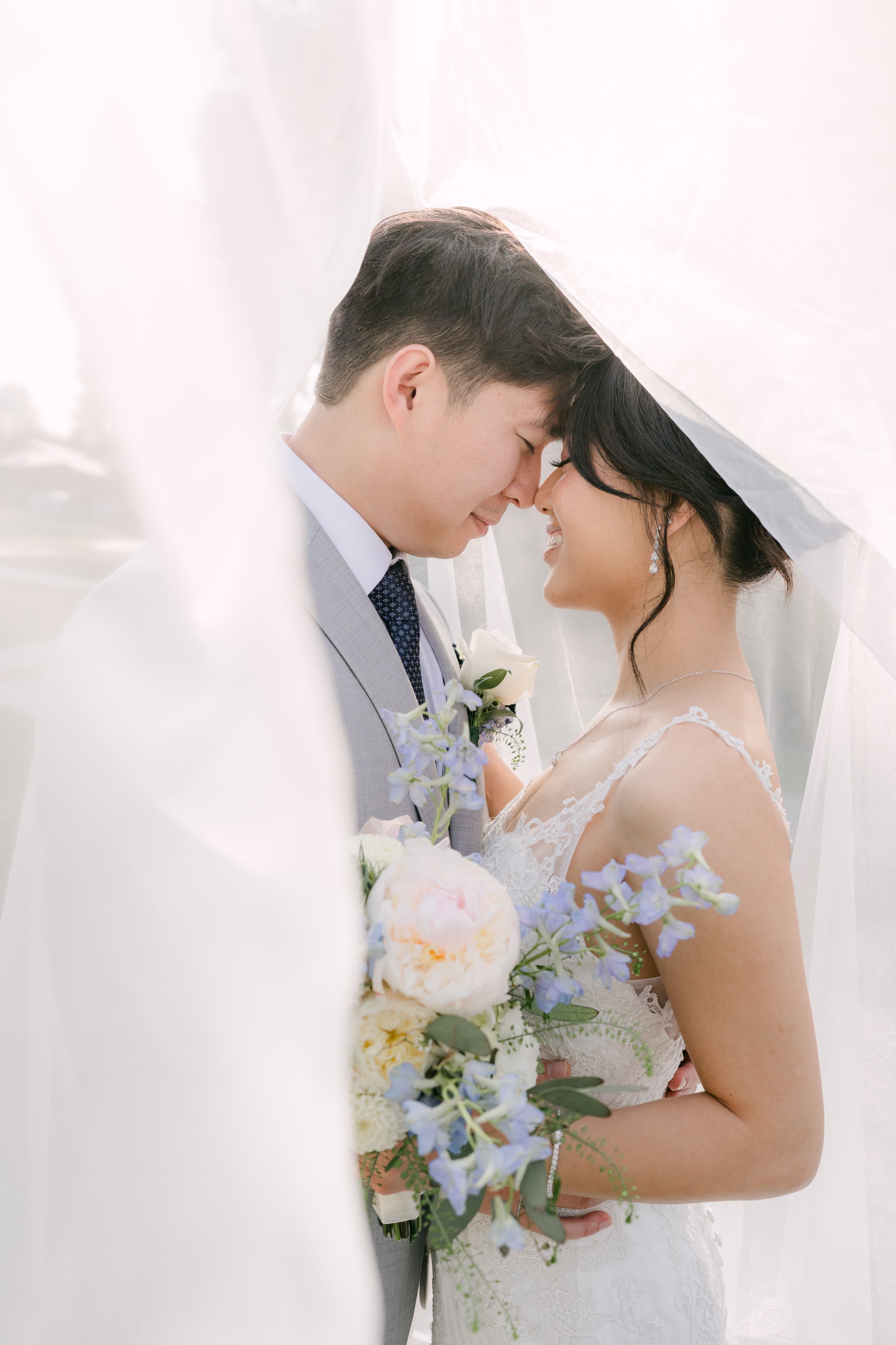 under the veil wedding photo
