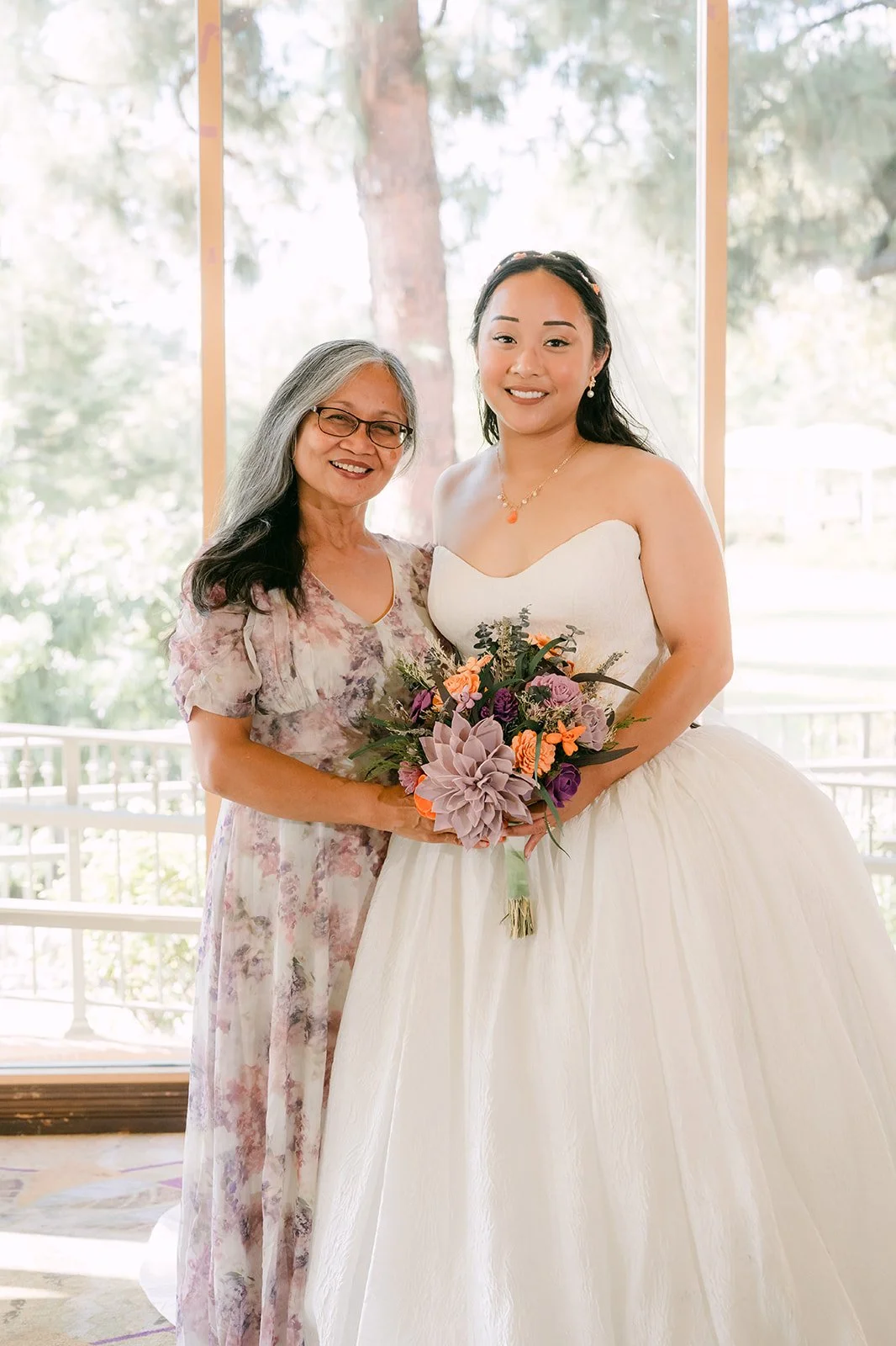 Angela with her mom and bouquet