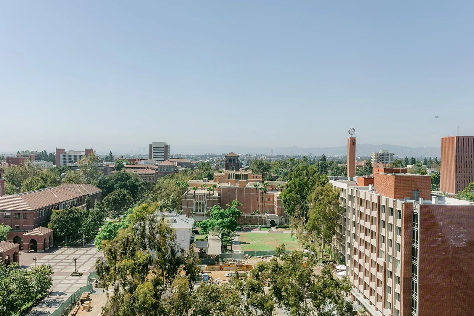 View over the USC neighborhood from the hotel window on the wedding morning