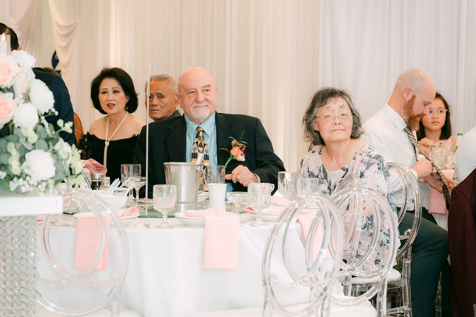 Guests at their table listening to the speeches
