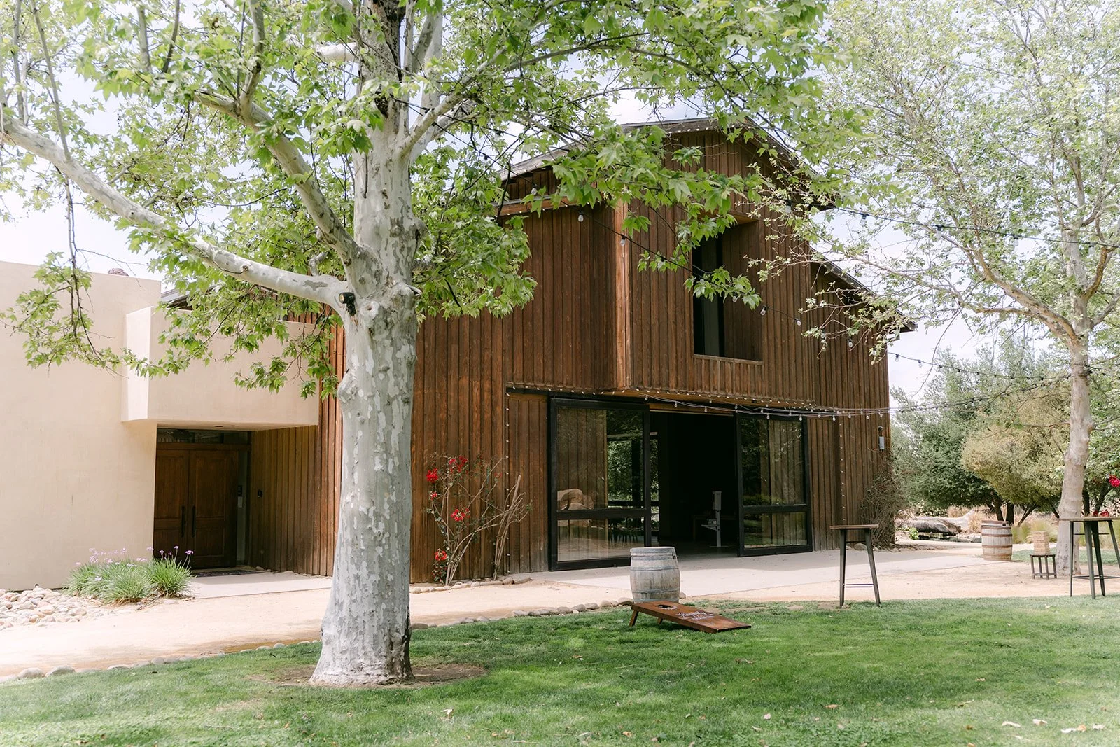 Barn-style reception building at Galway Downs in Temecula