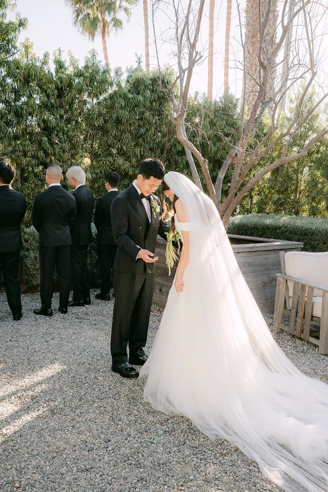 Richard kissing Jadee on the forehead during the first look