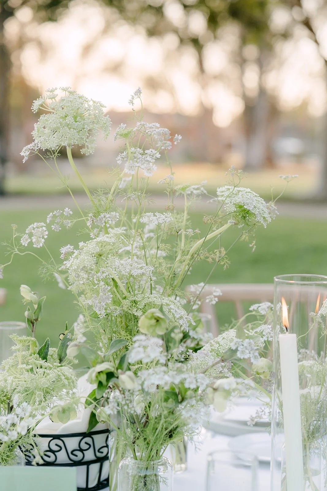 Wildflower centerpiece on the Adella Lawn