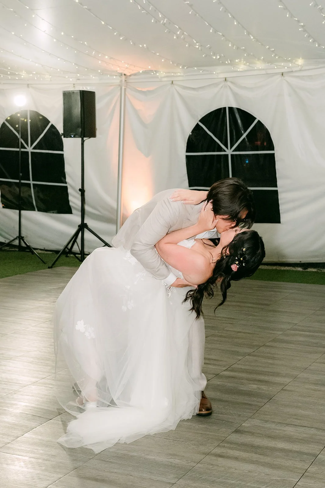 Mike dipping Kat at the end of their first dance