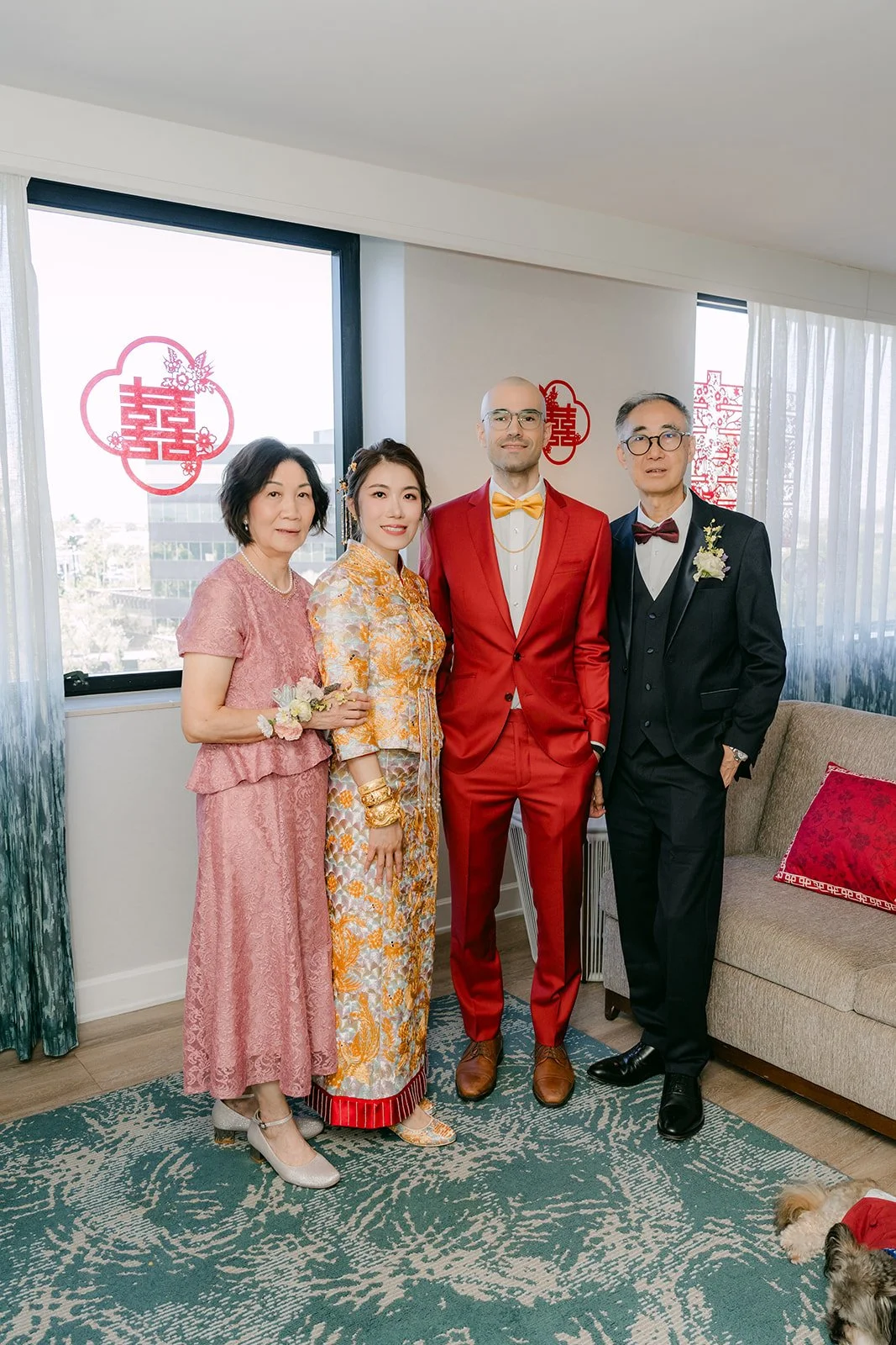 Christie and Christian with Christie's parents after the tea ceremony.
