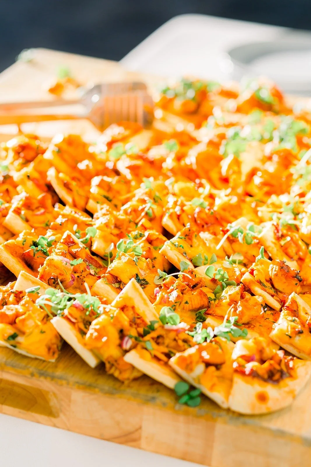 Flatbread appetizers served at cocktail hour