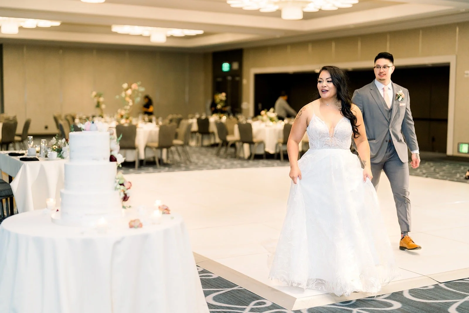 Betsy and Mikey see the Beacon Ballroom at Hyatt Regency Long Beach before guests arrive