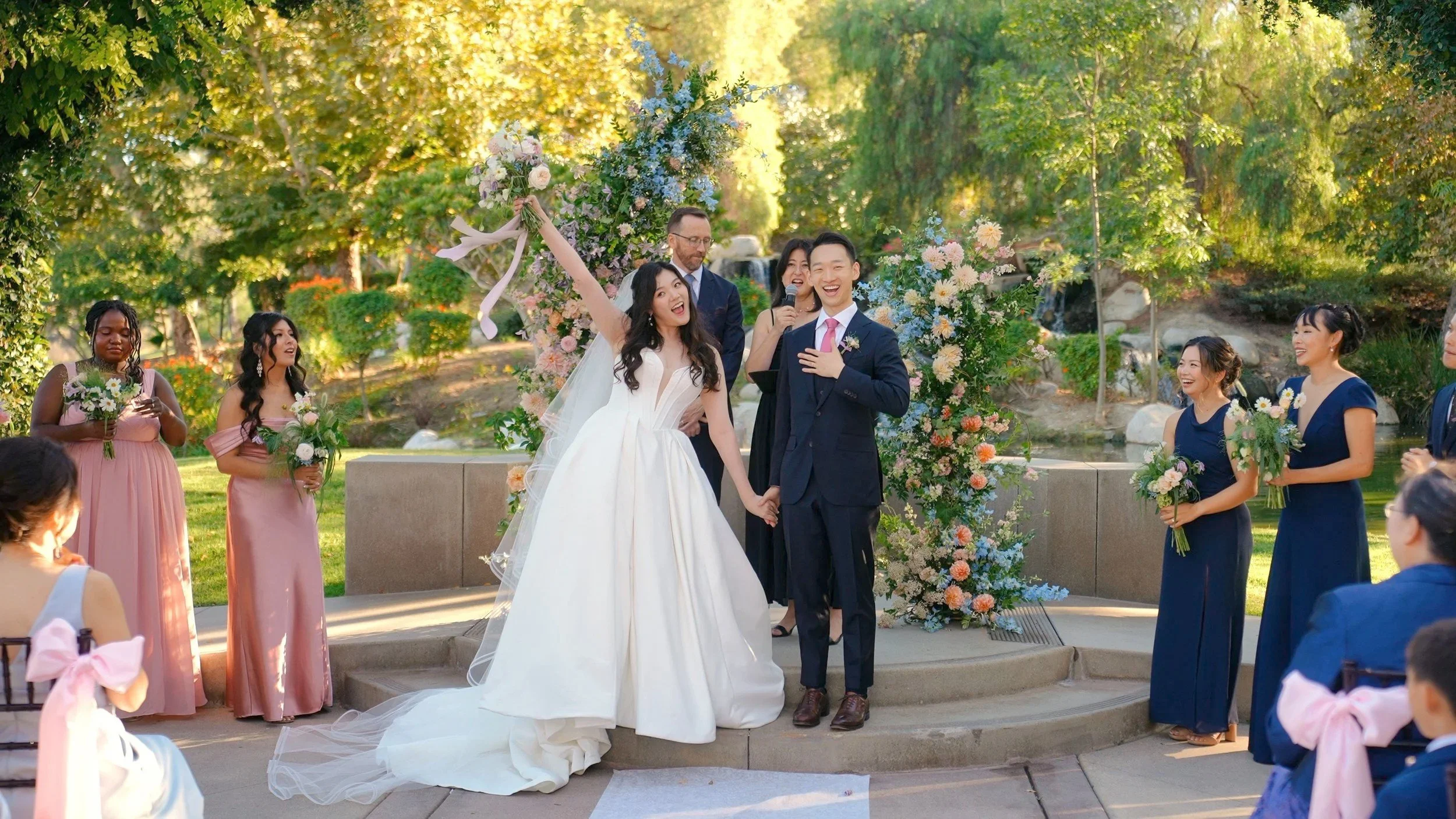 Julie and Mark with their wedding party at Coyote Hills Golf Course