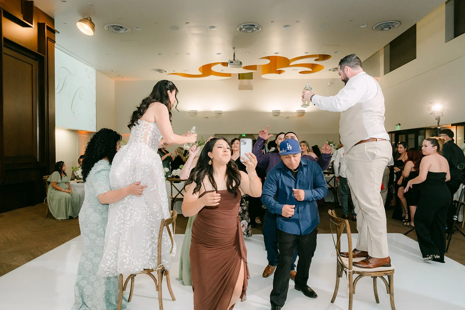 Guests dancing at the reception.