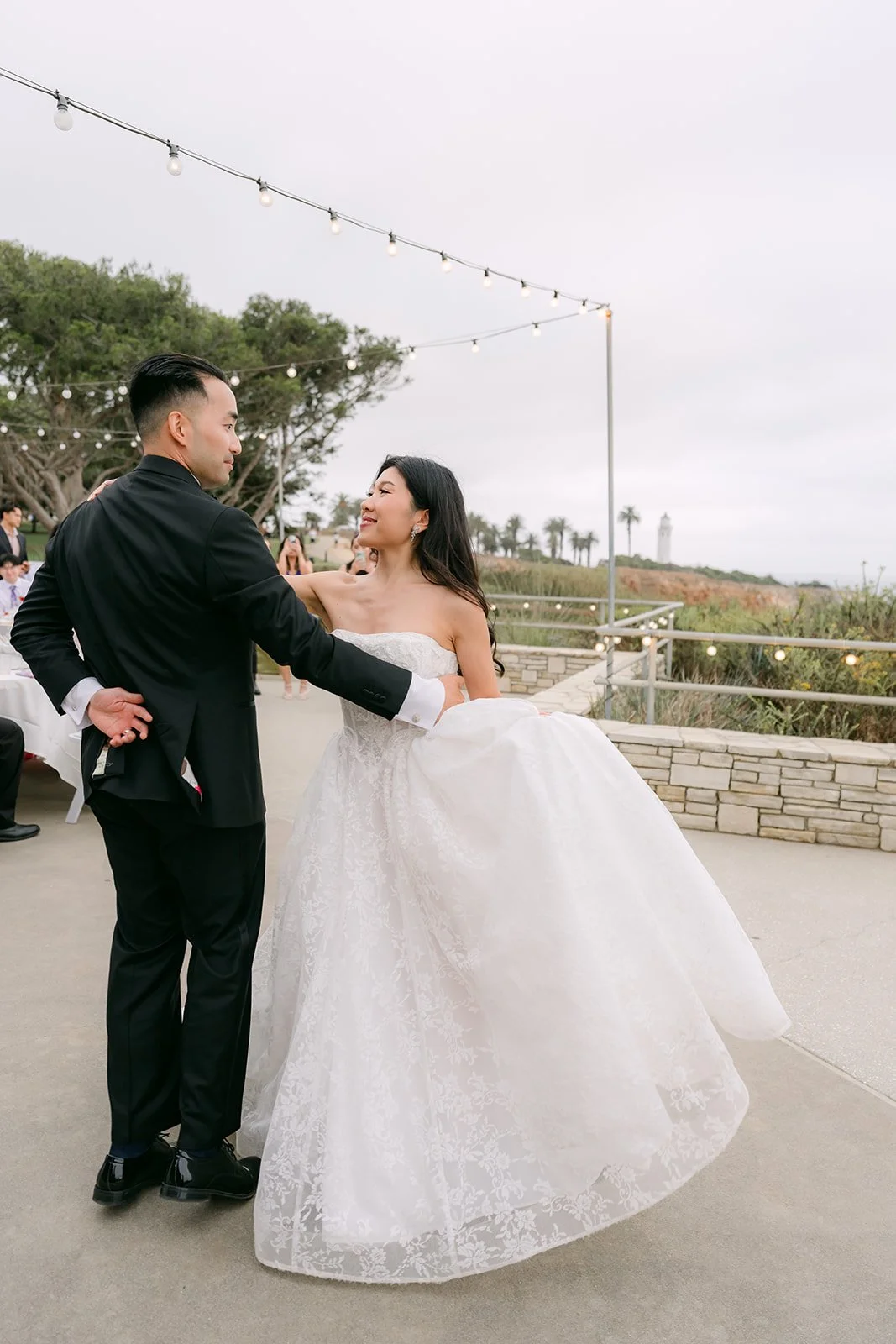 Vincent dipping Kim during their first dance