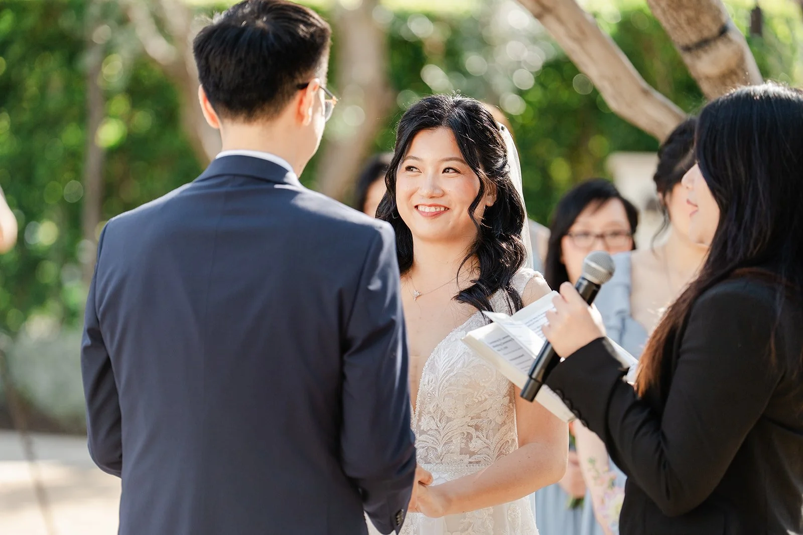 Constance reading her vows to Lawrence