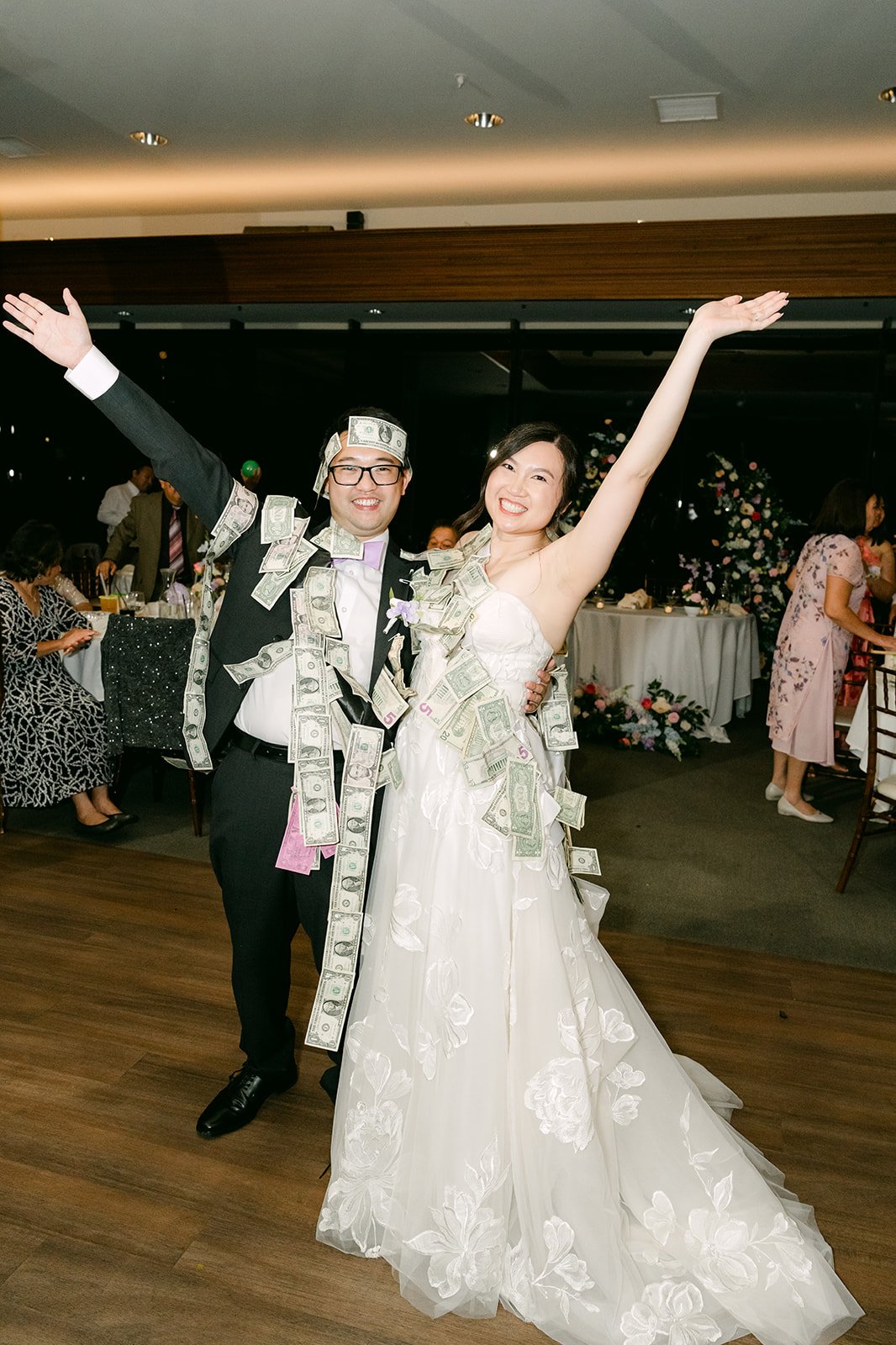 Mary and Patrick cheering during the money dance