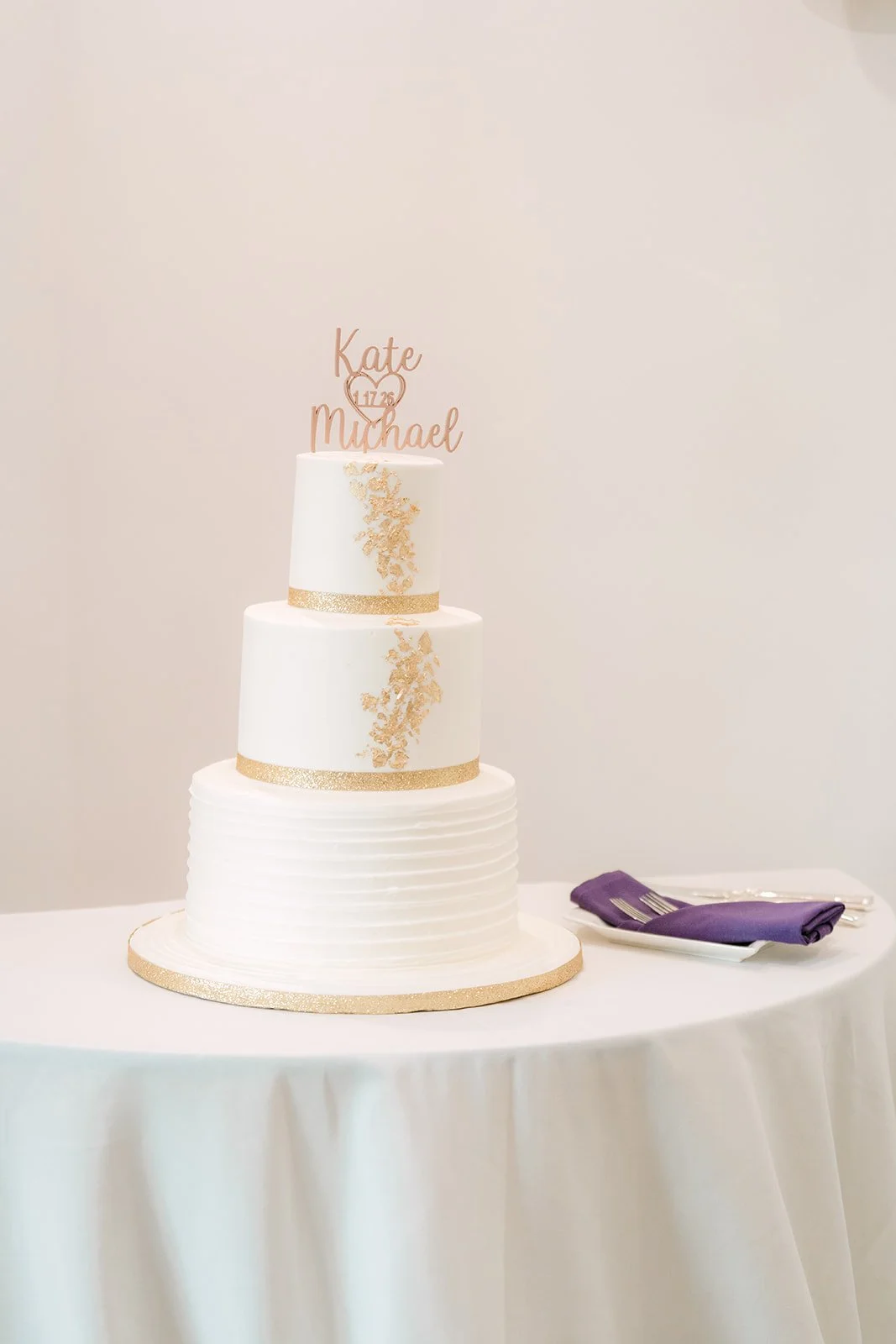 Kate and Michael's three-tier wedding cake.