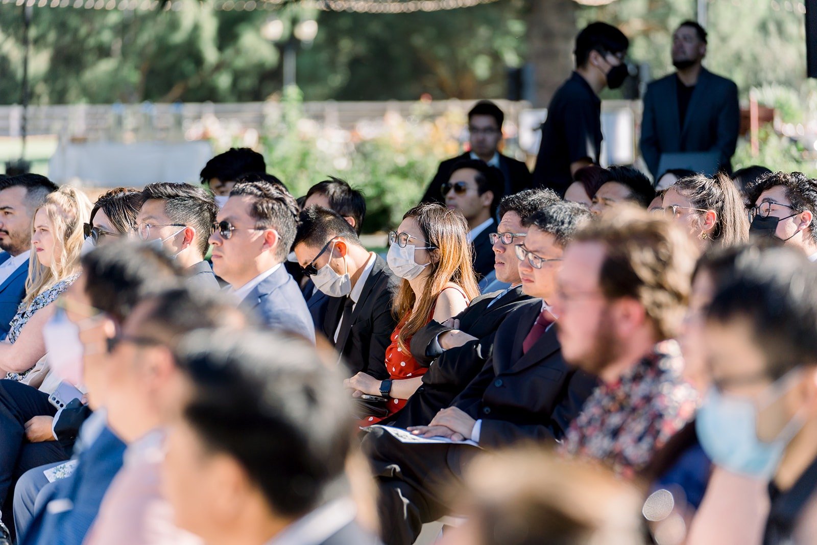 Guests smiling during the ceremony