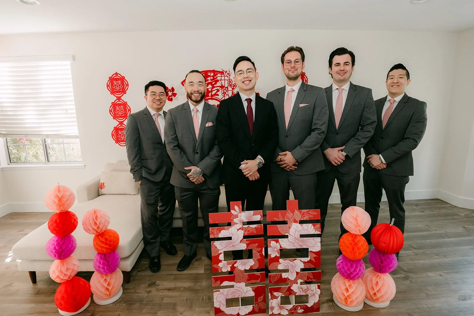 Ken with his groomsmen at the tea ceremony.