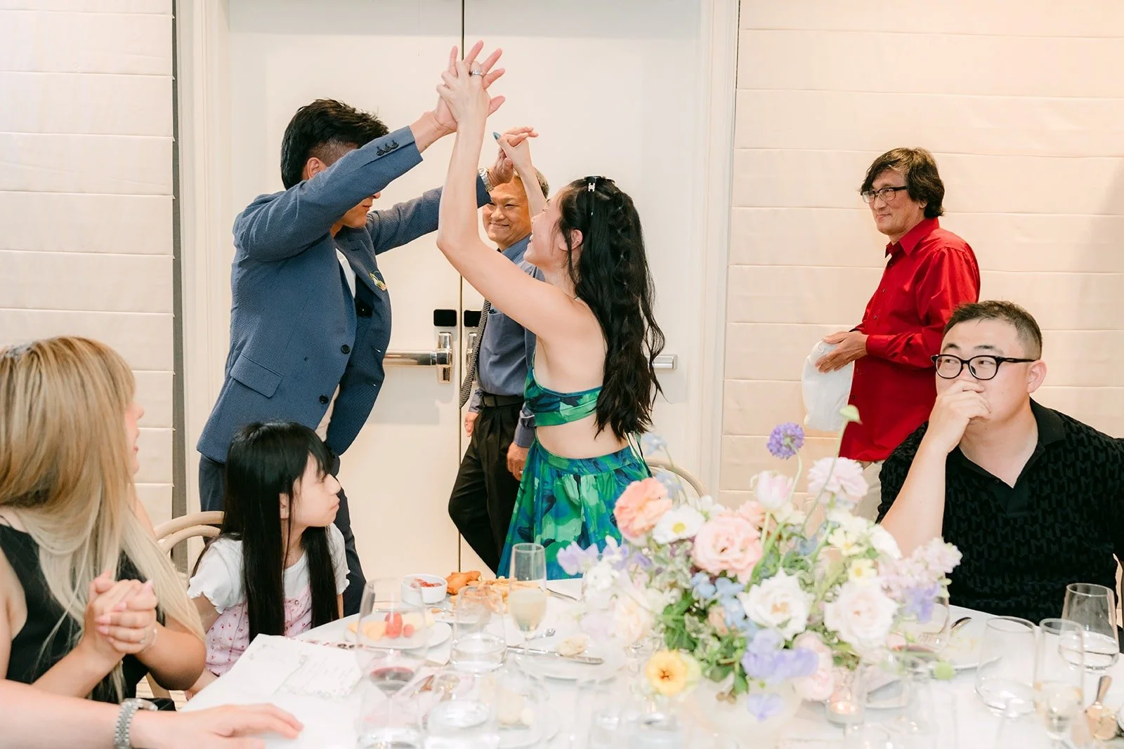 Guests on their feet during a reception game