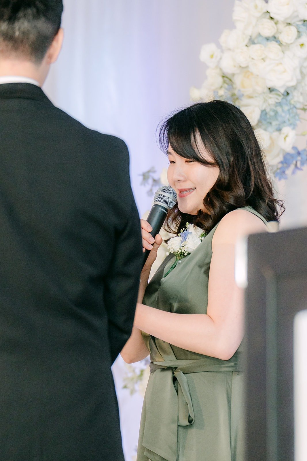 Officiant Soo Yeon Ro speaking during the ceremony