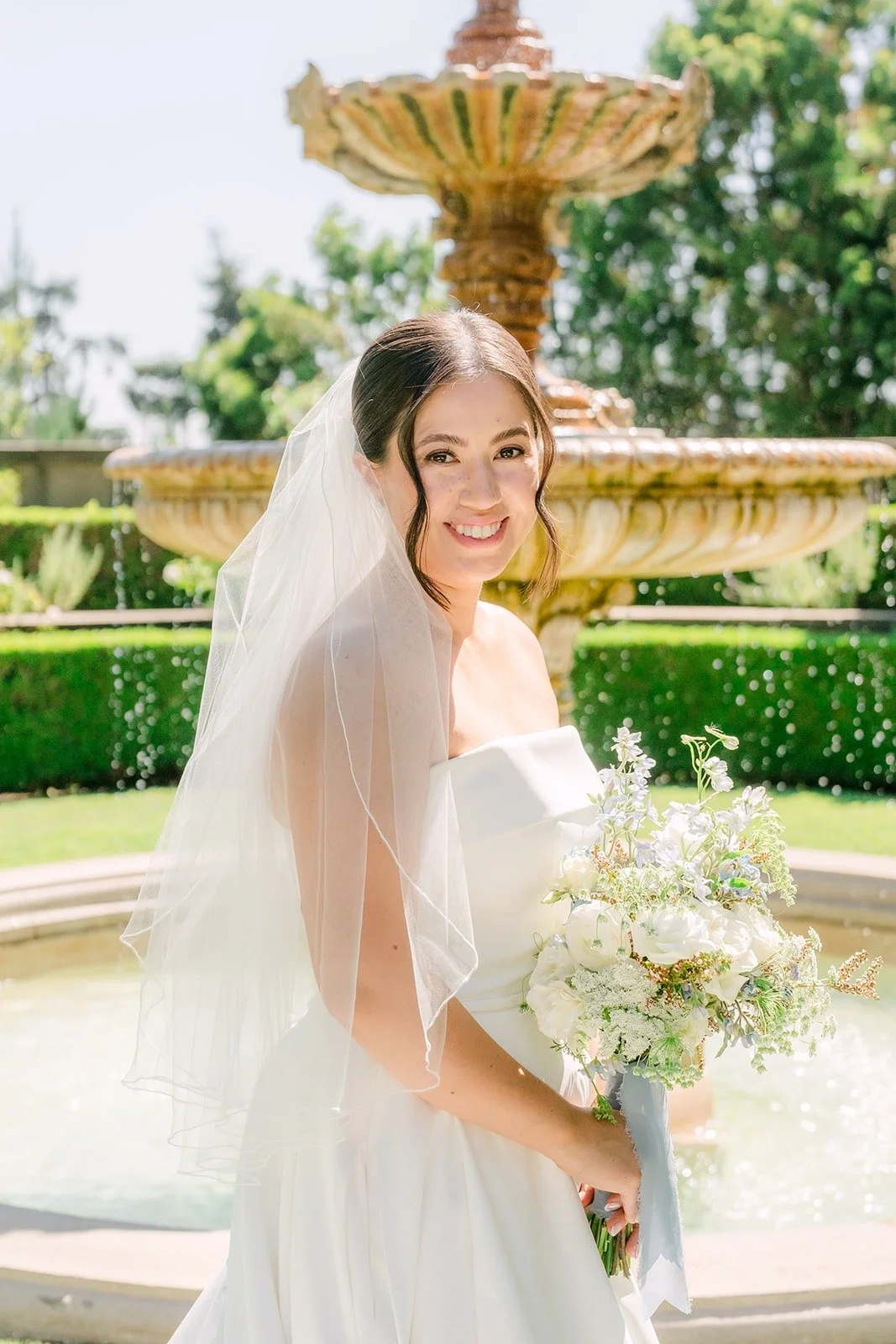 Brianna by the fountain at Greystone Mansion
