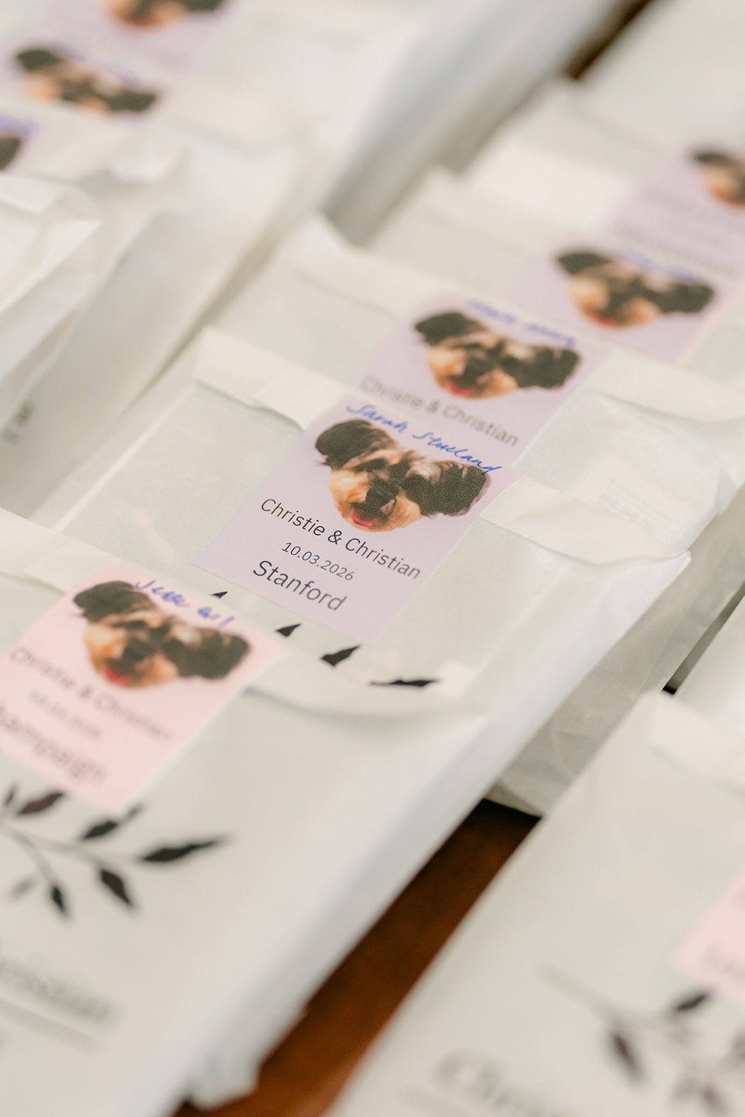 Seating cards in rows on the welcome table.
