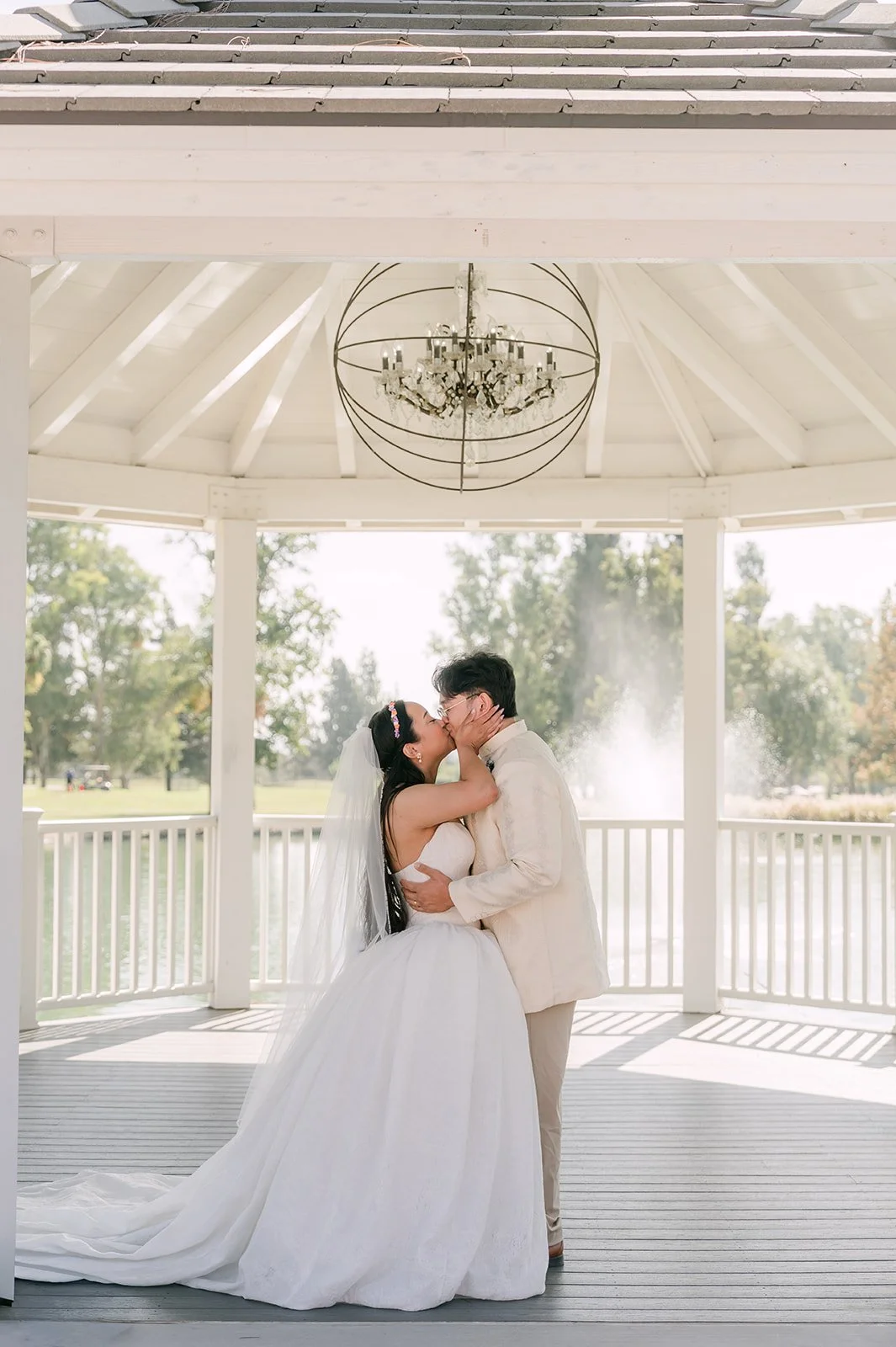 The first kiss under the gazebo