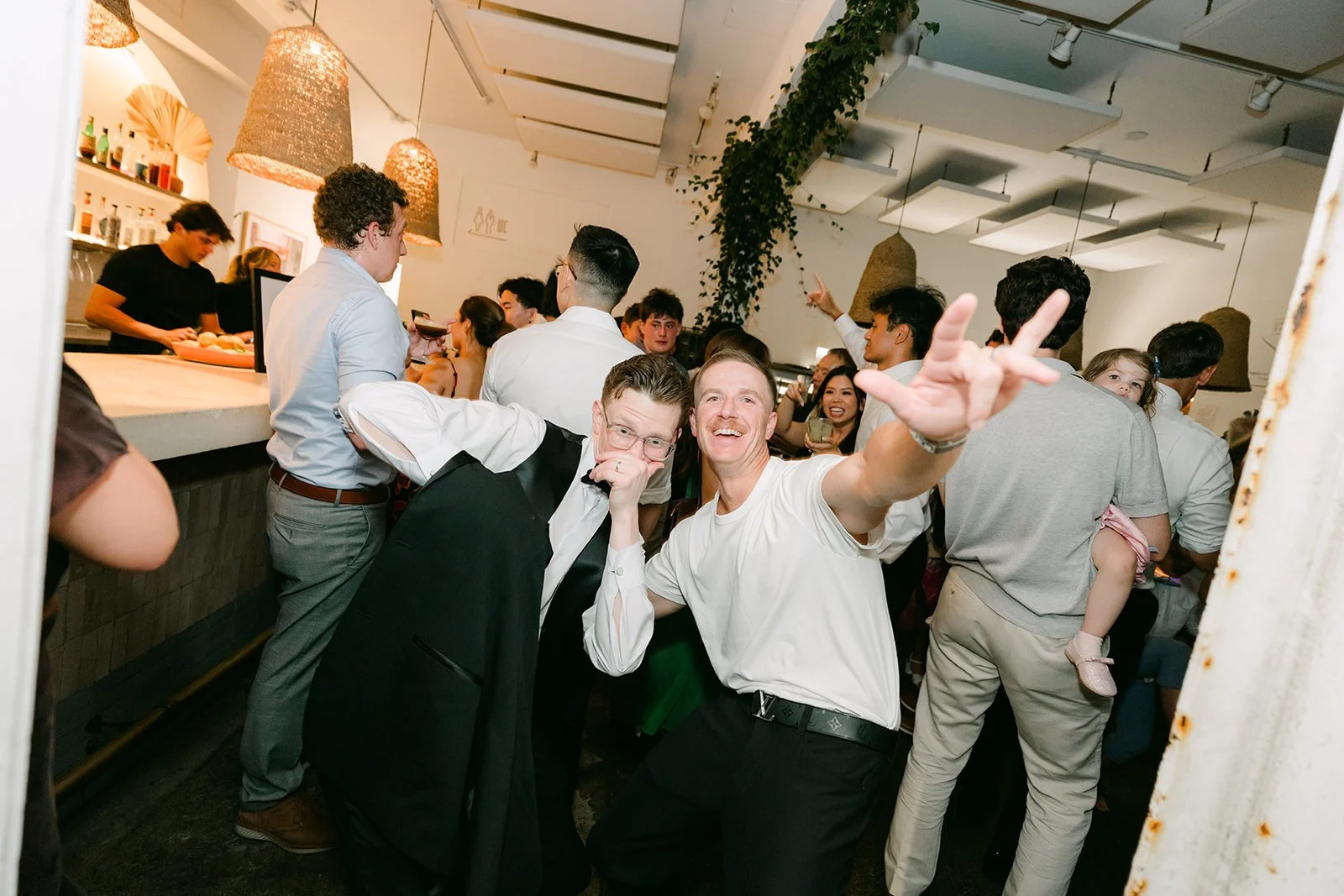 Friends dancing in the bar
