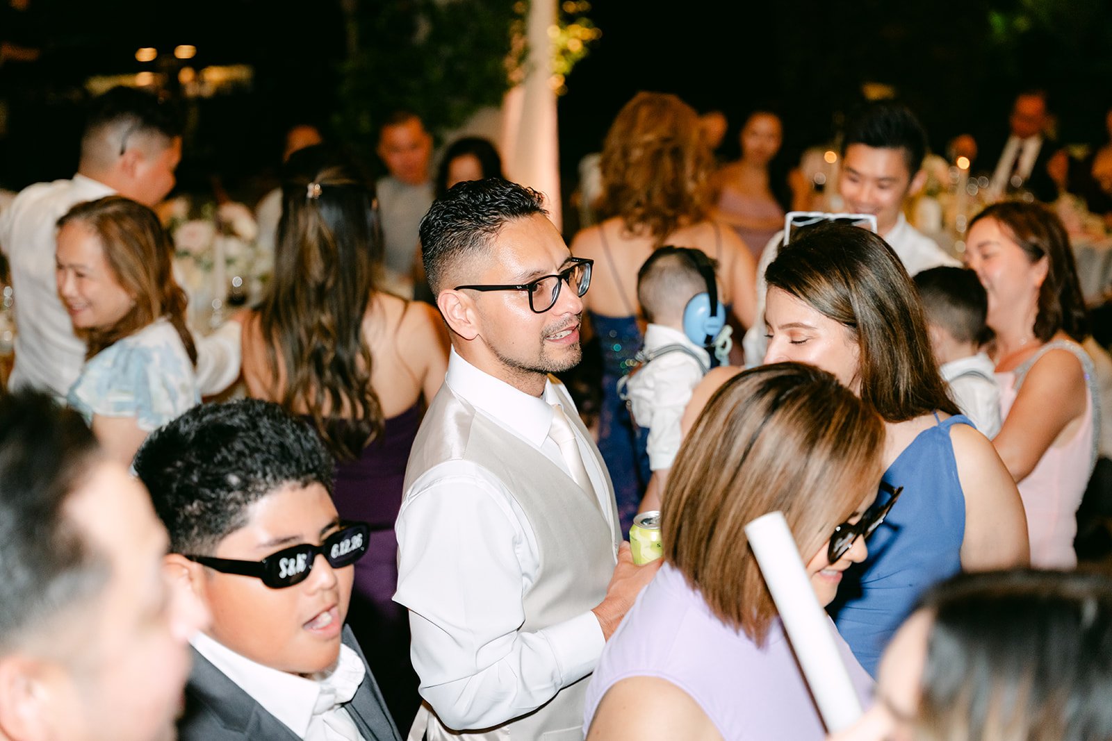Friends dancing late into the night at the reception.