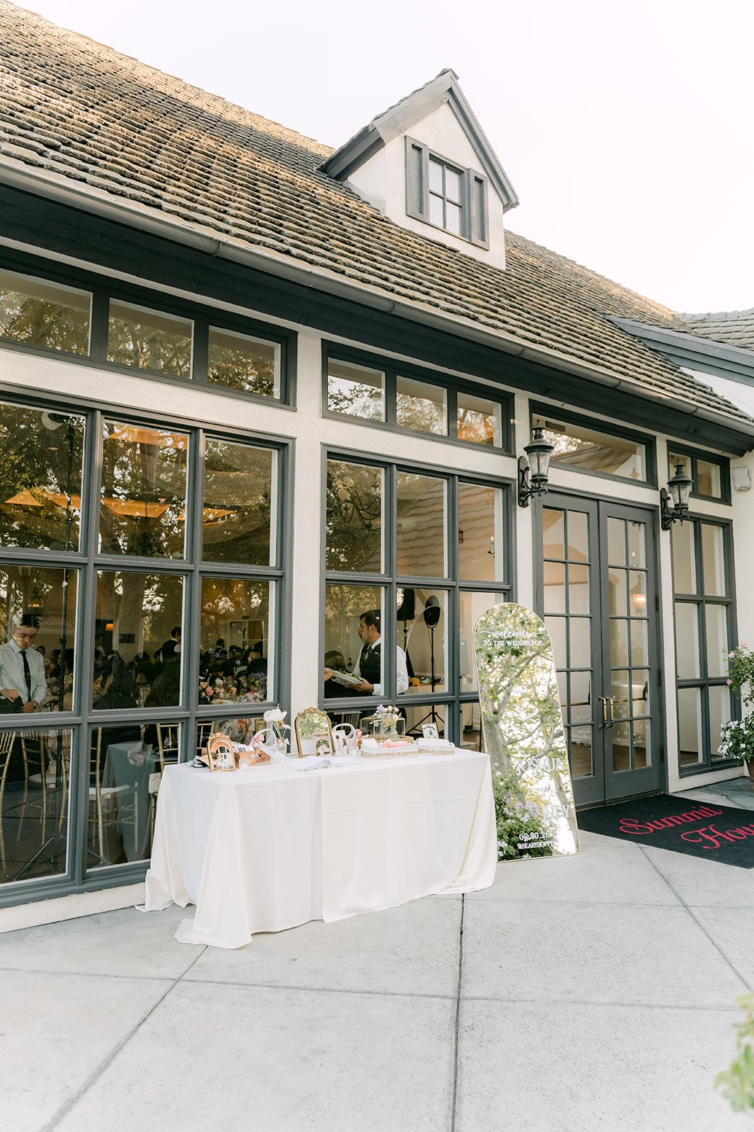 The patio at Summit House set for guests
