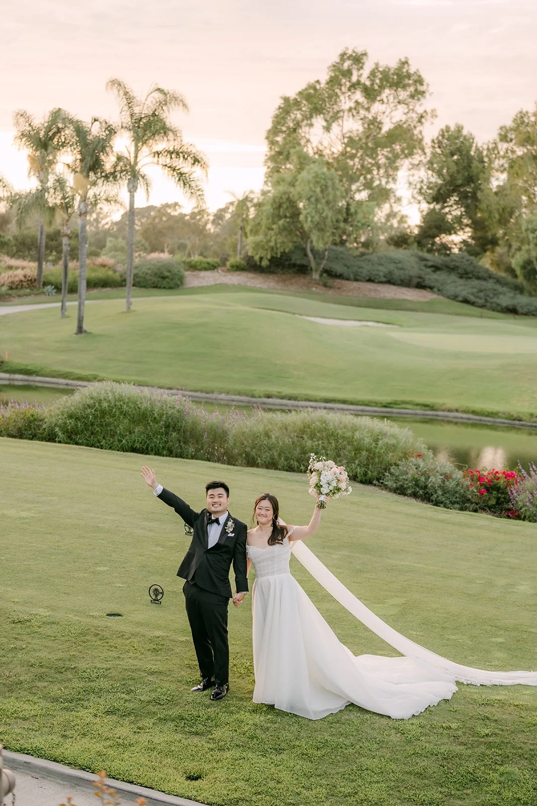 Kenny cheering beside Jessica on the golf course