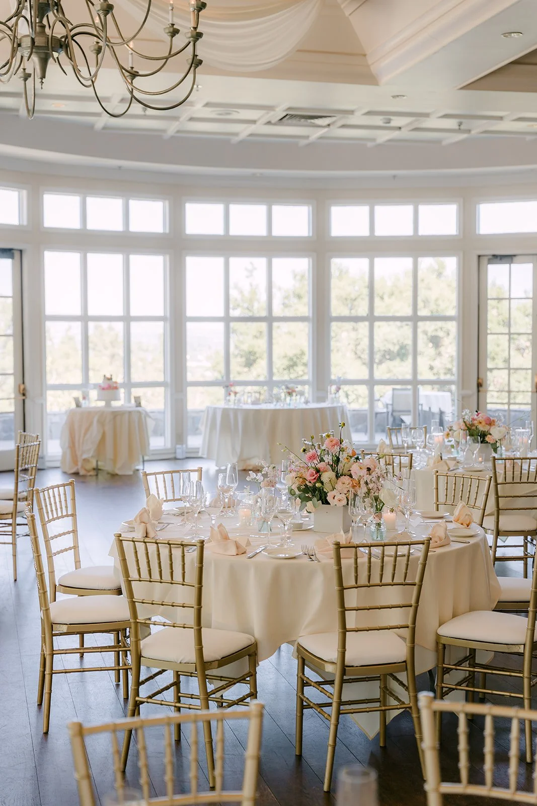 Reception tables in front of the windows