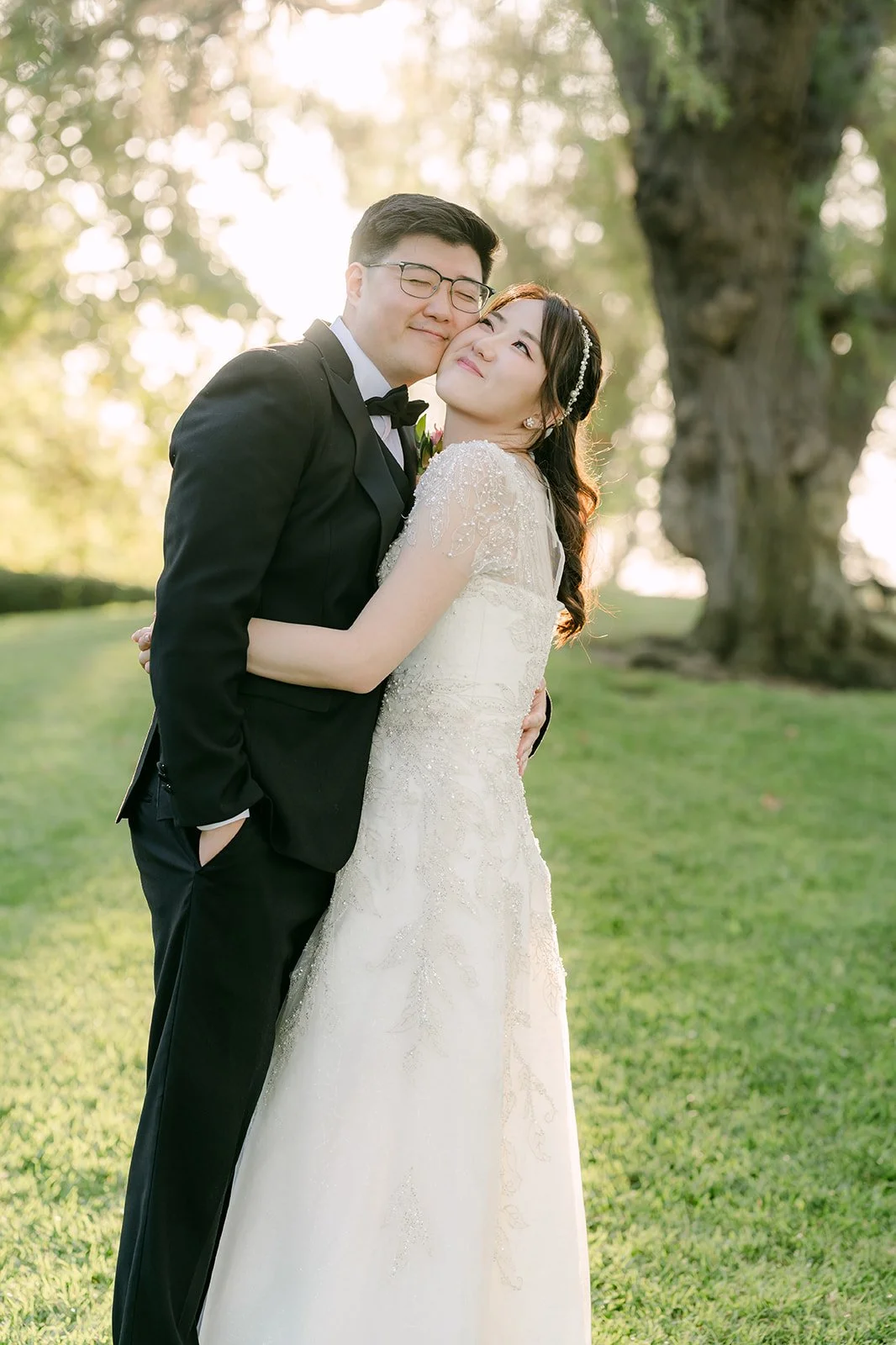 Judy and Joshua under the sycamore trees