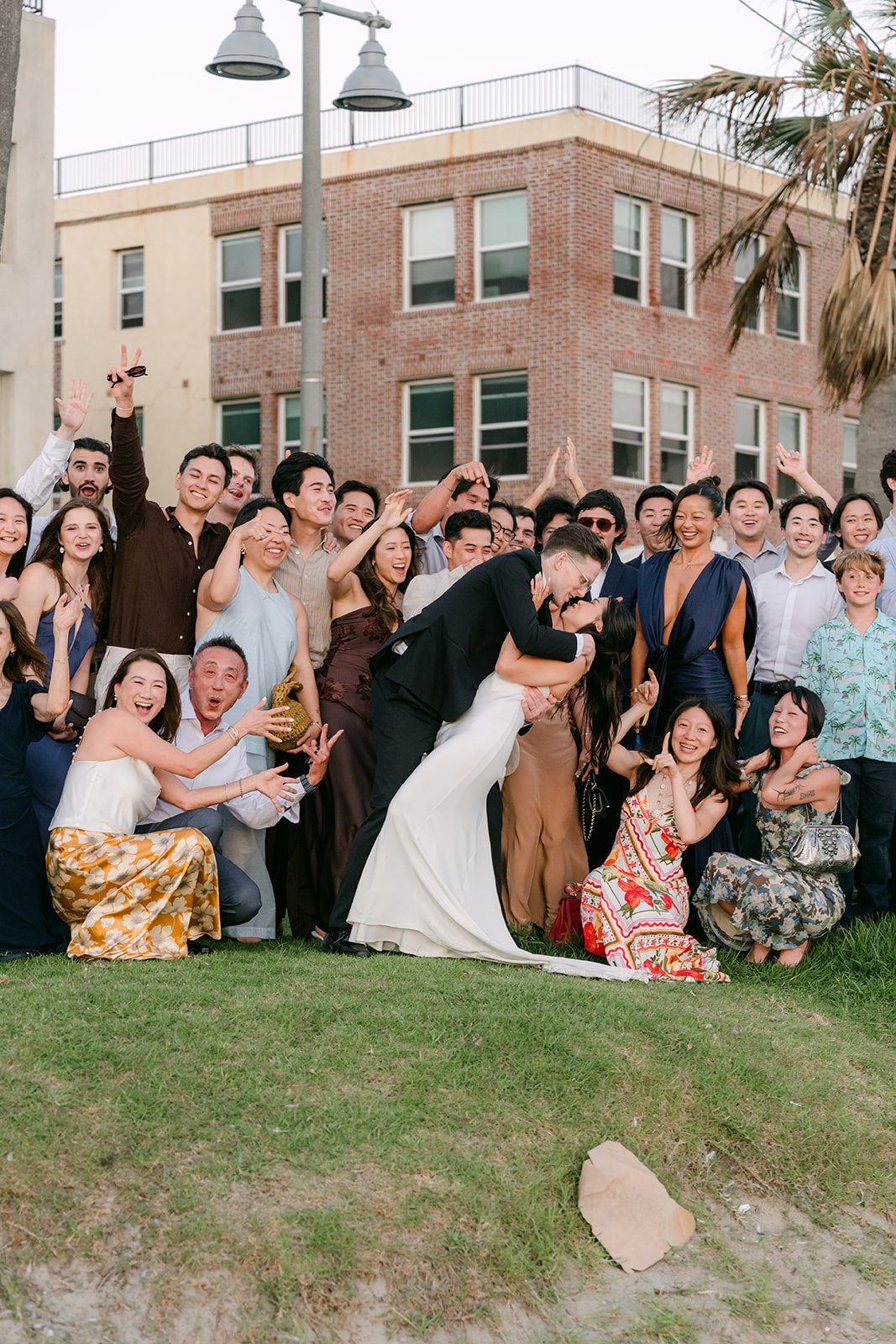 Everyone cheering for the couple