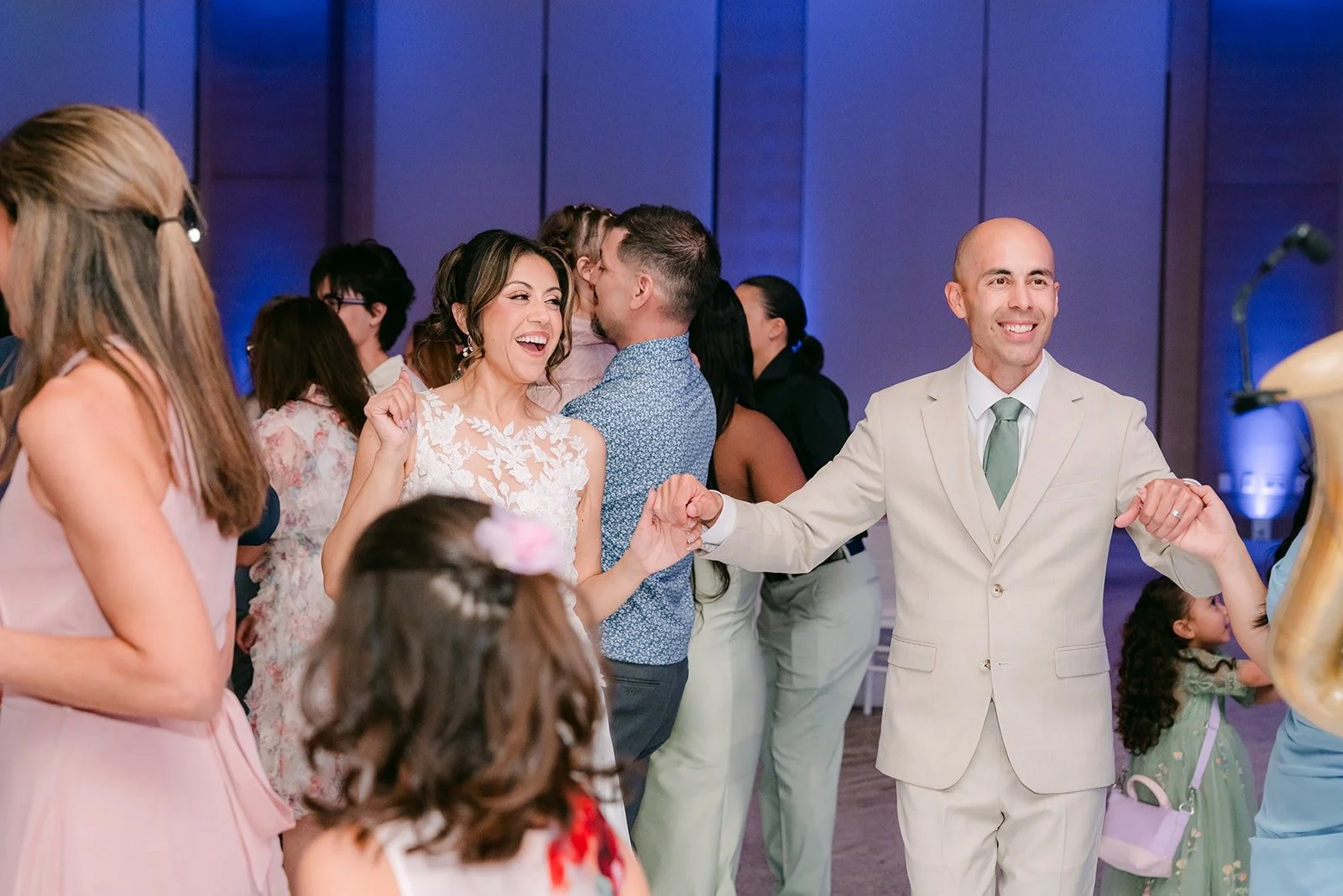 Francesca and Daniel dance with guests as the party starts