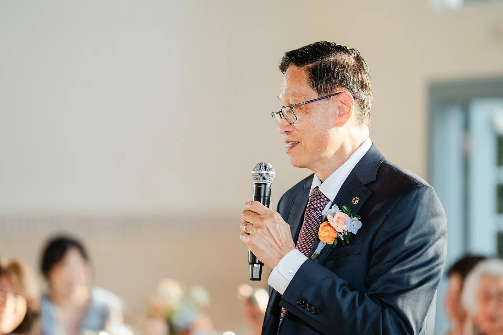 Constance's dad giving his speech