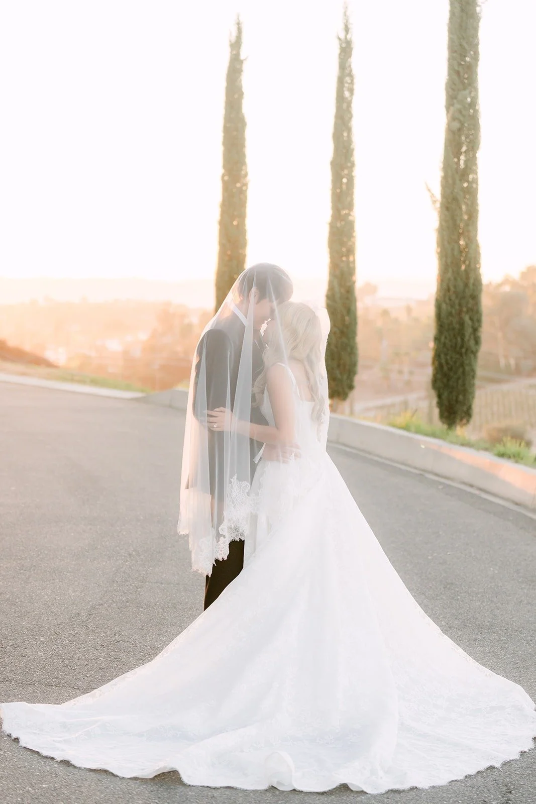 Job lifting Konitha's veil for a kiss on the drive