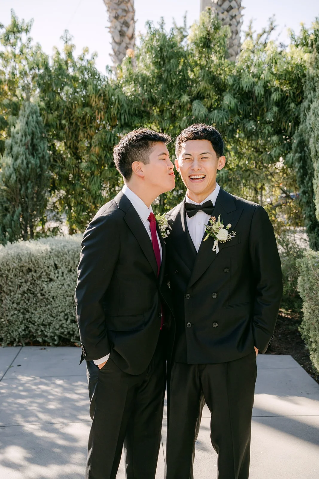Richard with his best man in the garden, photographed by One and Only Production