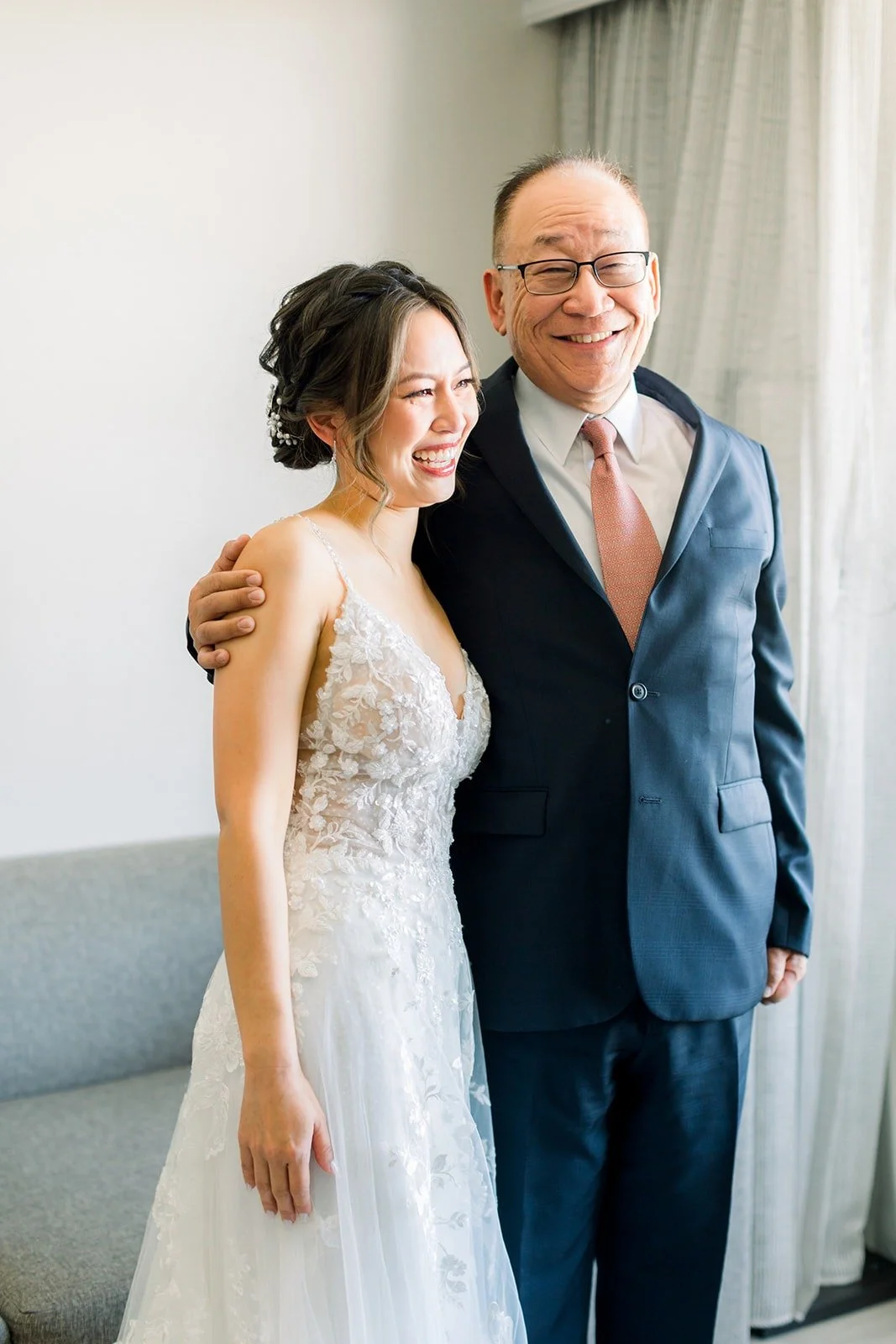 Josephine and her dad smiling together